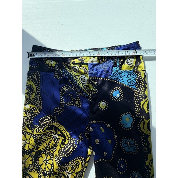 VTG 90s Moschino Psychedelic Print Satin Pants Jeans Made in Italy Size 30 - Picture 8 of 9